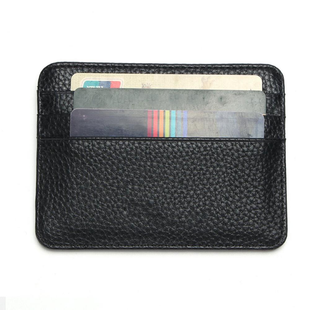 Leather Card Case Men Thin Card Wallet ID Credit Cards Holder Organizer Minimalist Wallet