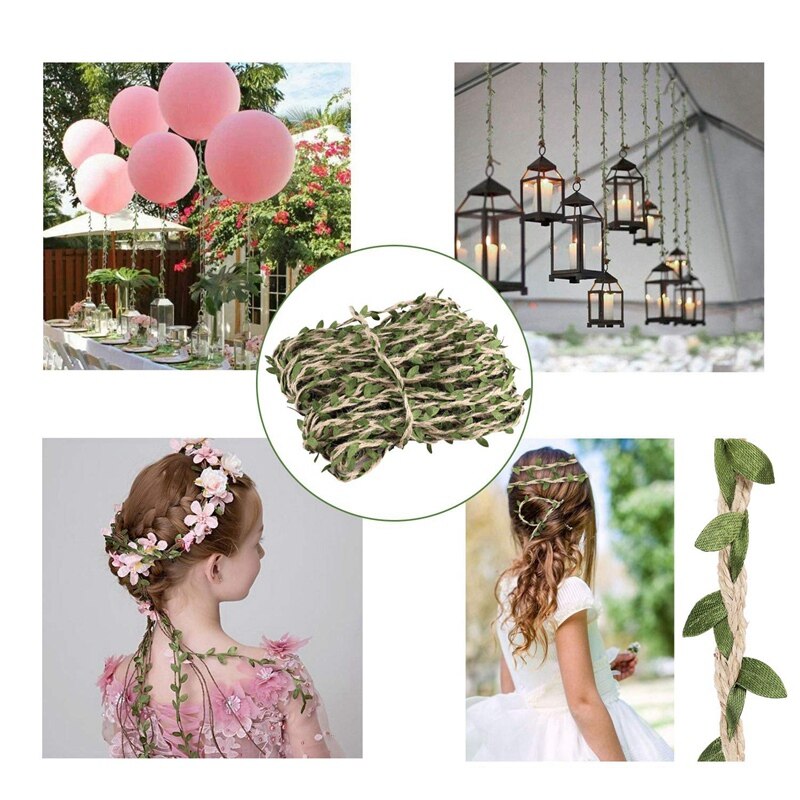 Guirnalda de hojas artificiales-20M-Liana de follaje rústico, decoraciones de follaje Artificial para jardín o boda