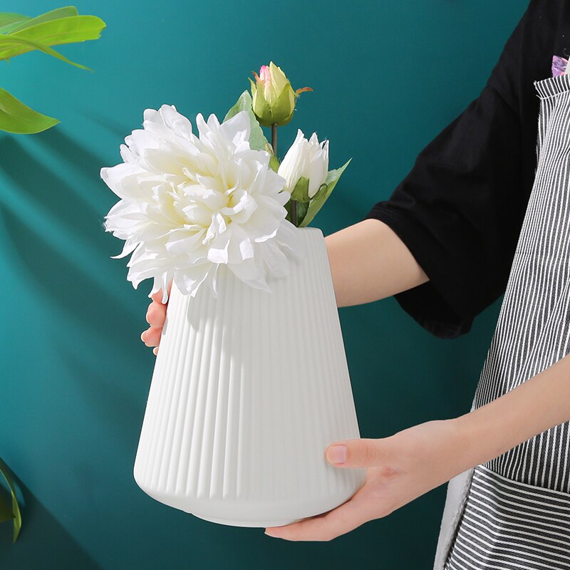Vases for Decoration Home Plastic Vase White/Blue Flower Basket Arrangement Living Room Modern Style Simple Artistical
