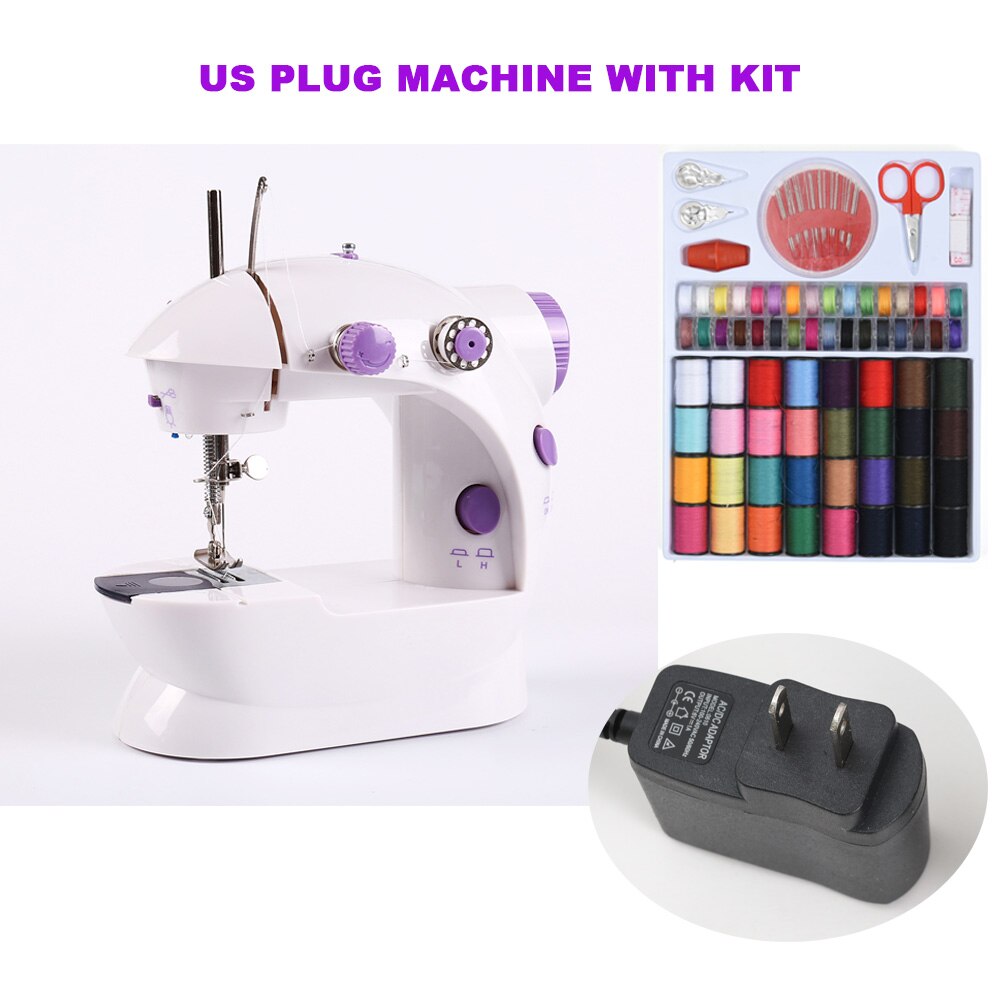 Mini pedal para máquina de costura, portátil, com luz noturna, cortador de linha reta e enrolamento automático: US WITH KIT