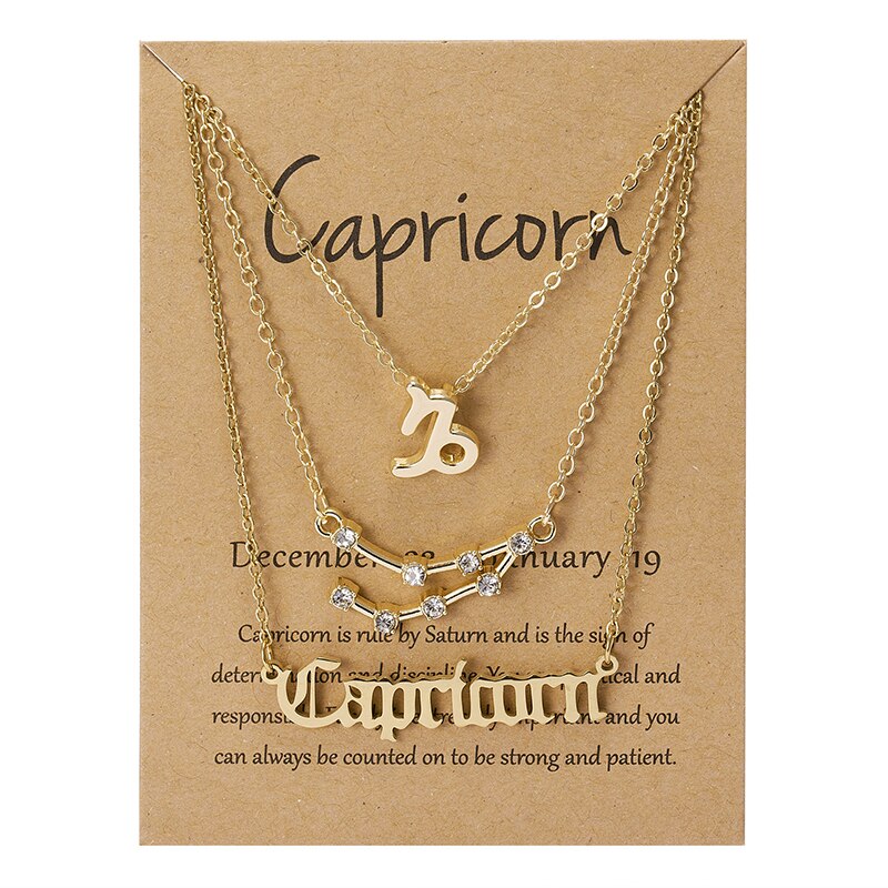 3 Stks/set 12 Sterrenbeeld Hanger Ketting Set Voor Vrouwen Constellation Charm Ketting Vrouwelijke Verjaardag Sieraden Met Karton: Rhodium Plated