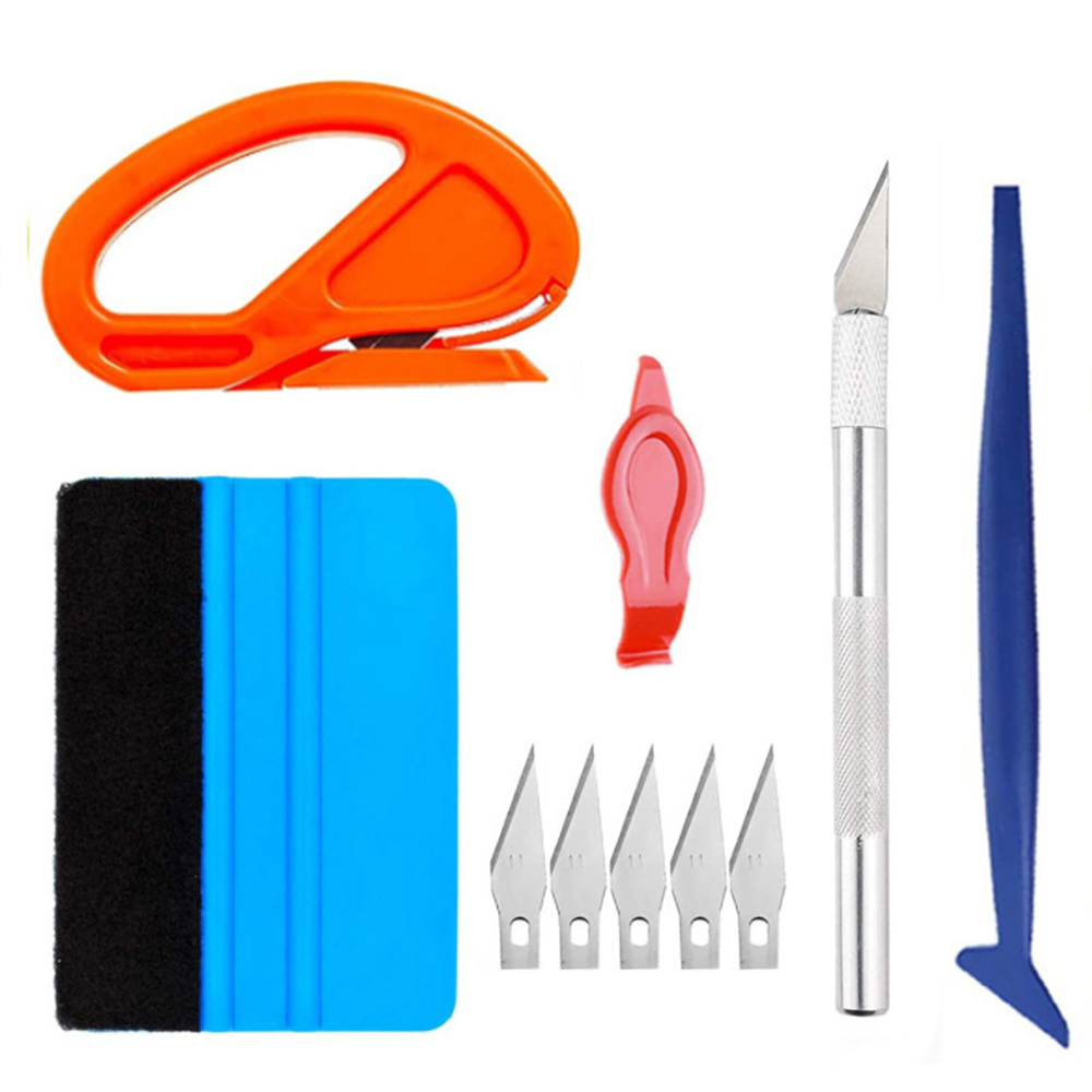 KUNAISI Car Vinyl Wrapping Tool Kit Felt Edge Squeegee Plastic Scraper Wallpaper Film Sticker Install Window Tint Tools: Orange