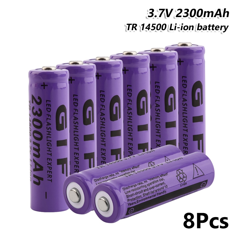 14500 Replacement Li-Po Lithium Li-polymer Battery 2300mAh 3.7V Rechargeable Batteries Cell For Torch Mini Fan Gamepad