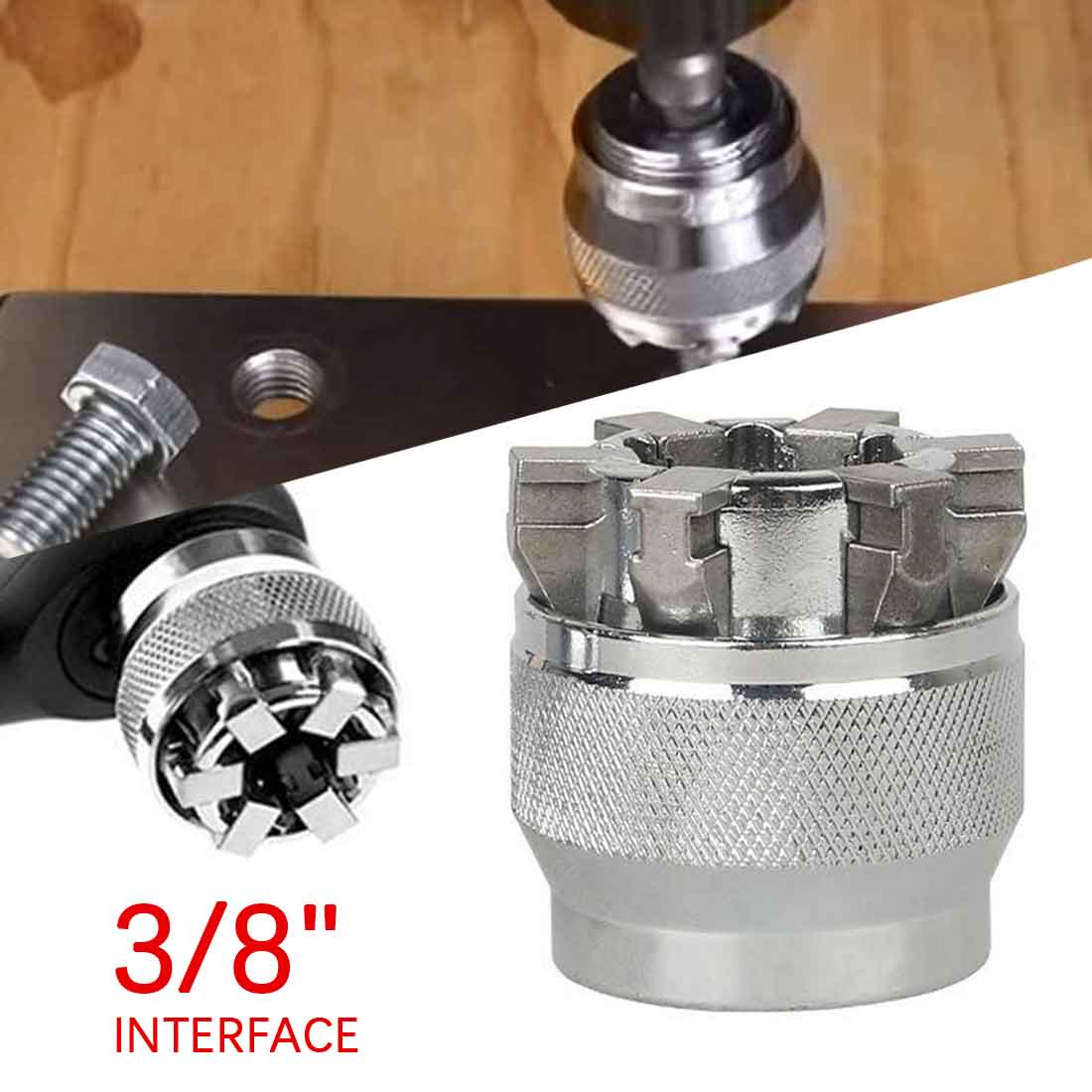 3/8" Universal Sleeve Magic Head 10-19 mm Adjustable Hex universal Socket Torque Ratchet Socket Adapter Wrench DIY Torque Wrench