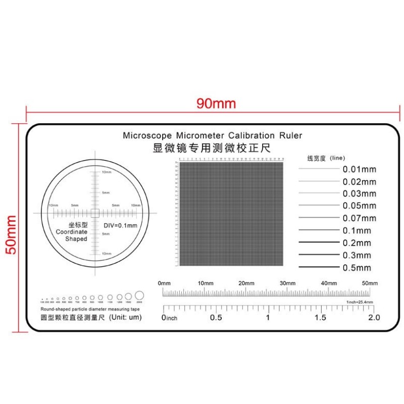 Microscope Micrometer Calibration Film Ruler Grid Reticule Stains Dot Gauge Plastic Ruler Radius Area Diameter Measuring: Brown