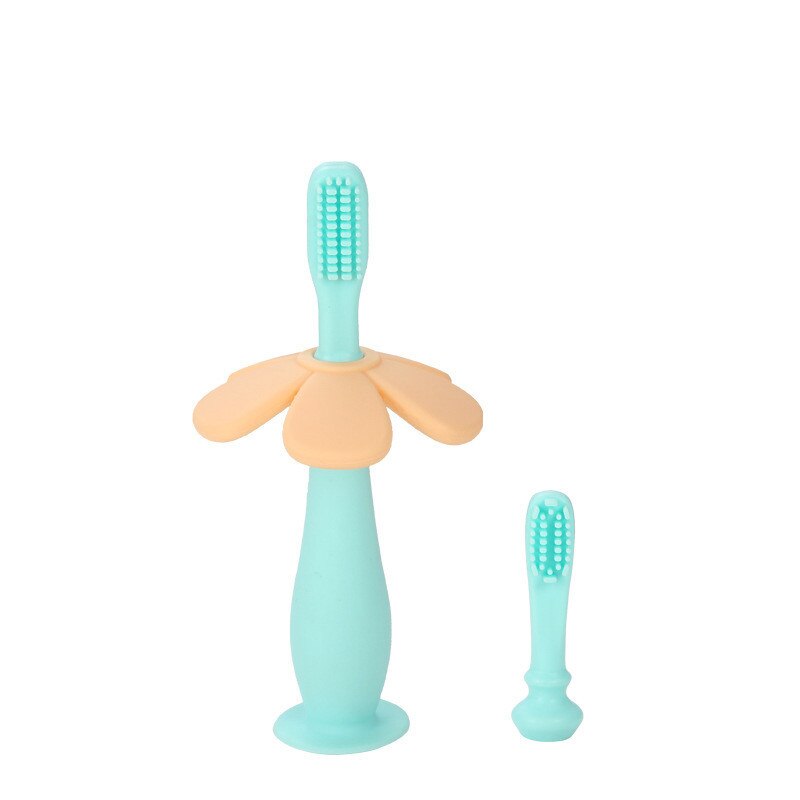 Baby Kids Bloem Effen Kleur Training Handleiding Tandenborstel Zuigeling Mondverzorging Tandenborstel Kinderen Jongen Meisjes Zachte Silicone Teethbrush