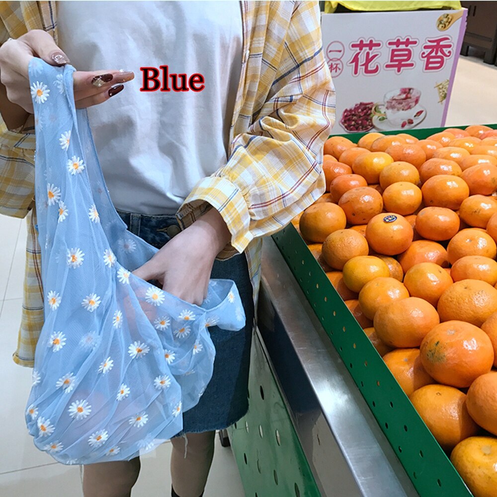 Handmade Flower Embroidery Hand Bag Women Casual Shopping Tote Mesh Handbags Lady Travel Handbags Fast: 2-blue