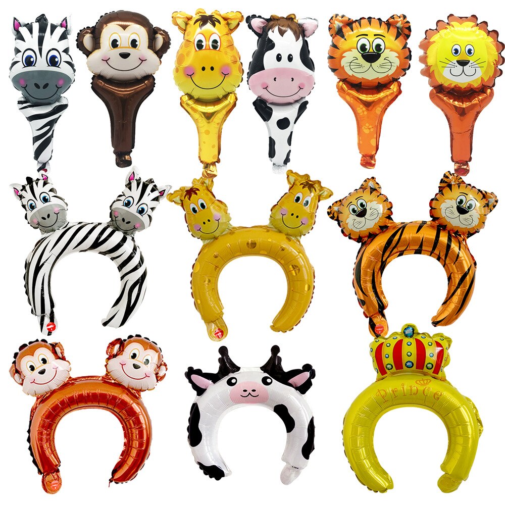 Hoofdband Haarbanden Aluminium Folie Ballon Cartoon Dier Haaraccessoires Club Speelgoed Aluminium Film Ballon Stack Scan Code Kleine G