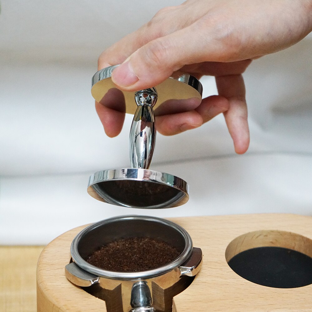 Zink legering espress kaffe tamper 51mm 58mm 2- base sabotage tryk kaffebønne presse kværn hammer kaffe fordeler værktøj