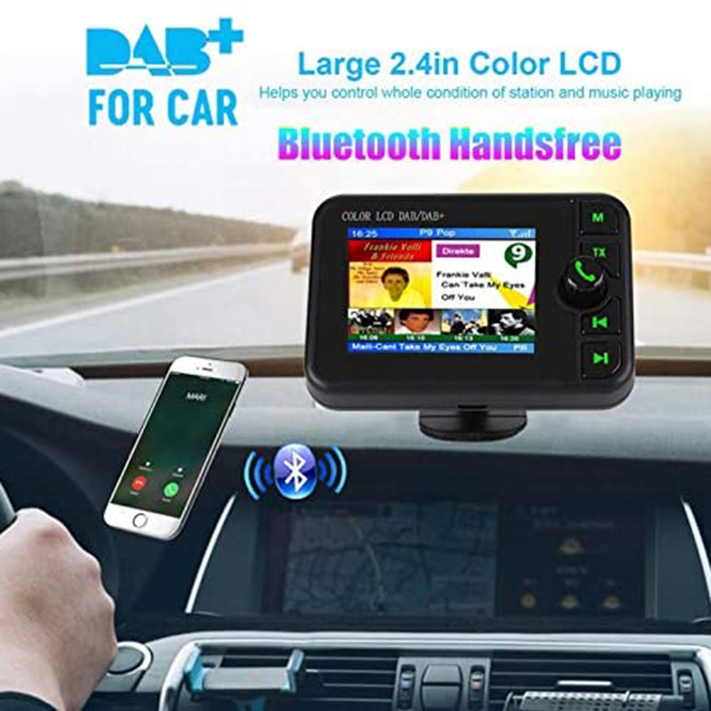 In Car DAB+ Digital Radio Adapter FM Transmitter Bluetooth Receiver