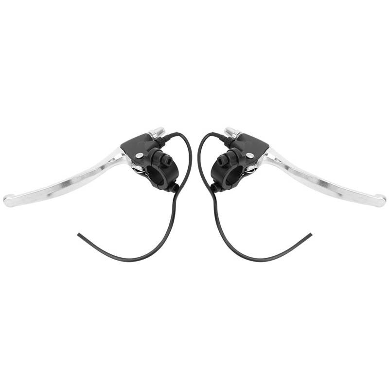 1 Pair E-Bike Brake Lever with 2 Wires Left & Right Electric Rear Brake Lever Handle Bar Grips for Most Electric Bikes: Silver black