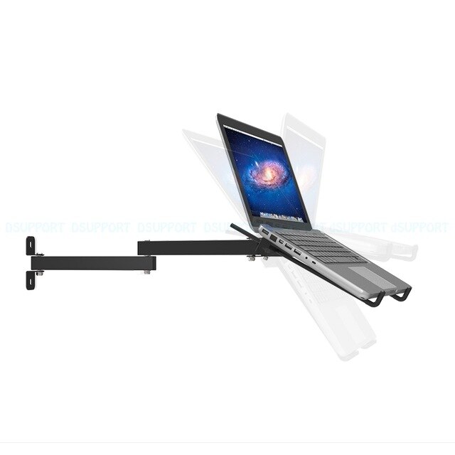 Foldable Wall Mount 17-27 inch Laptop Holder Two Arms Full Motion Laptop Cooler Retractable Notebook Hanger