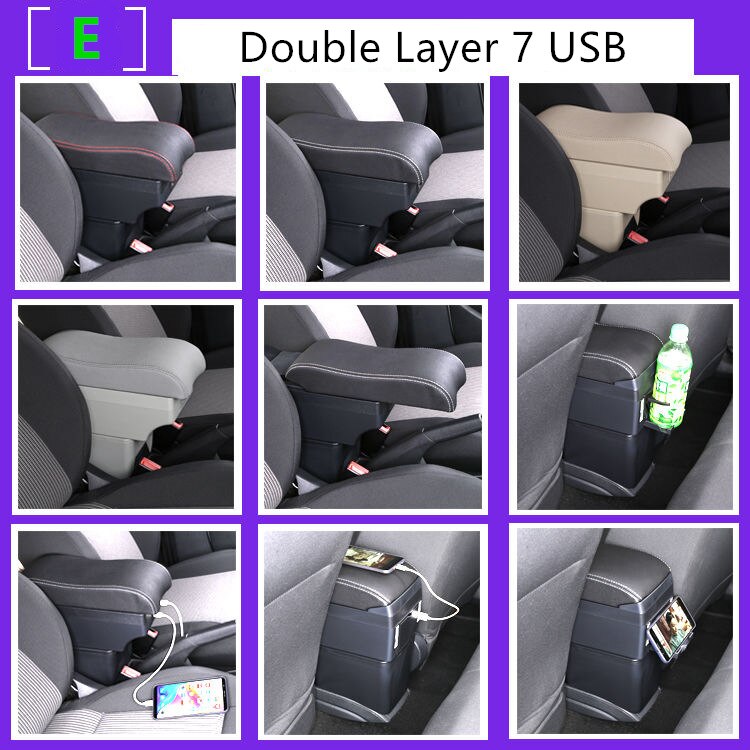 Armrest Box for Ford Fiesta Kaptur Leather Arm Rest Center Console Storage USB Car Accessory