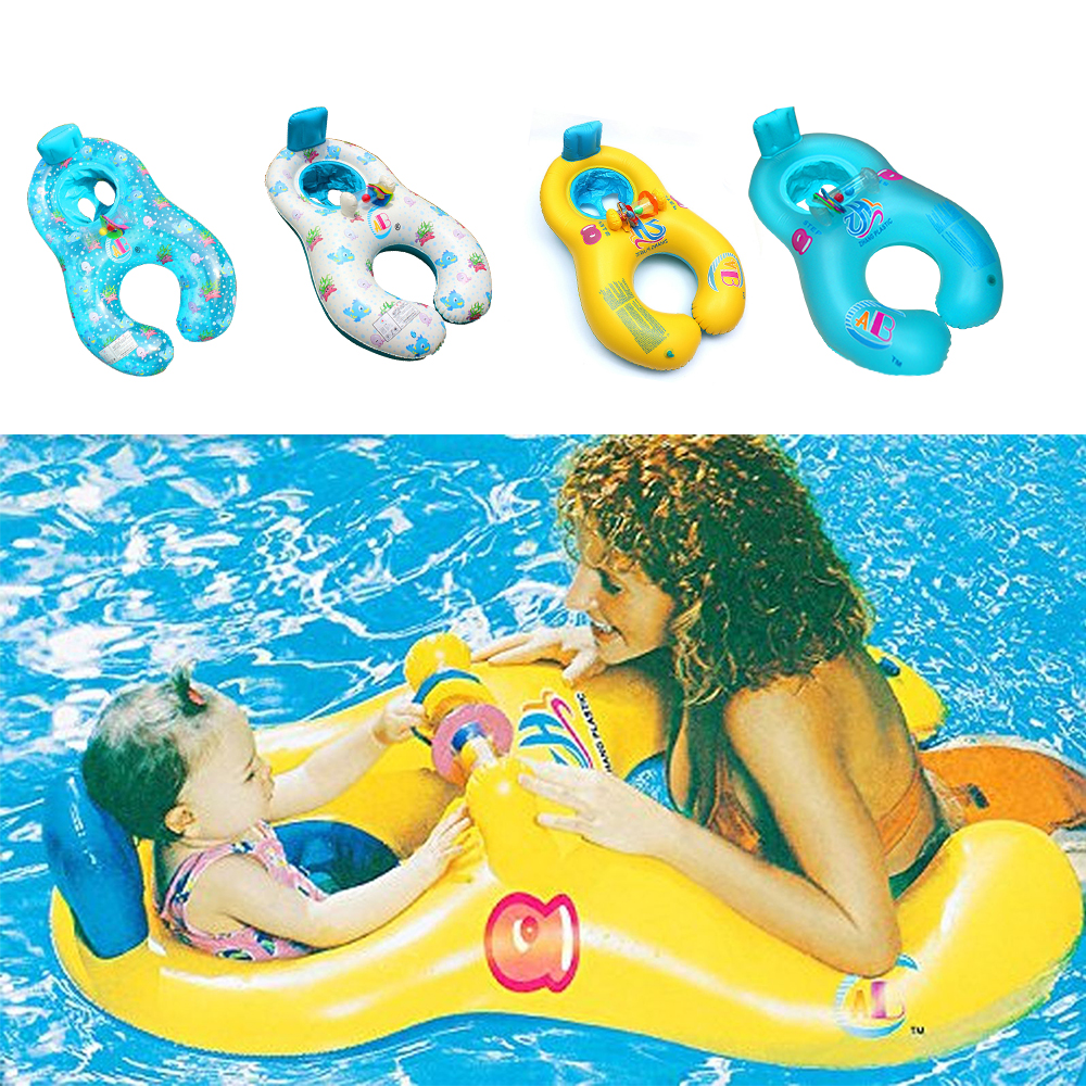 Moeder Kind Opblaasbare Zwemmen Ring Baby Float Dubbele Cirkel Kind Zonnescherm Swimtrainer Cirkels Kids Zwembad Accessoires