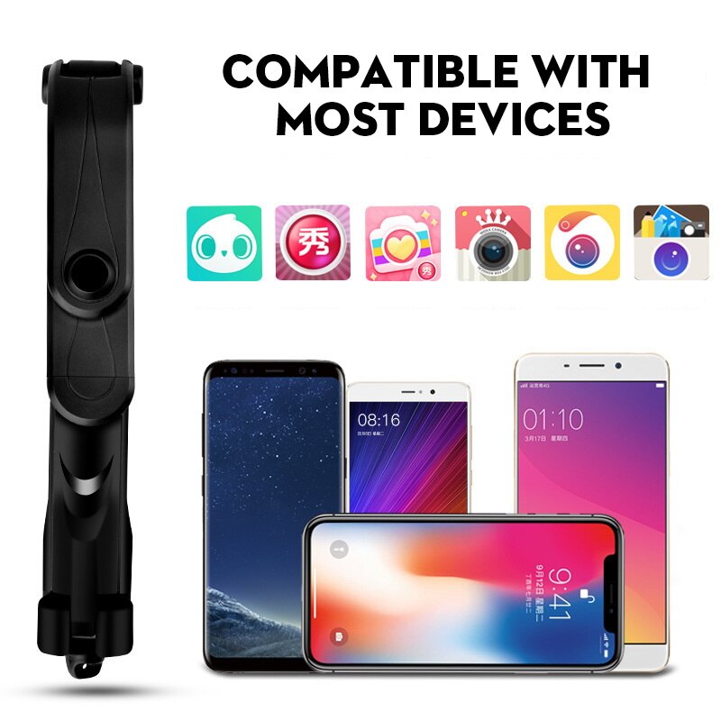 Bluetooth selfie stick stativ för iphone xiaomi huawei roterbar blue tooth selfie tripode trepied tripie phone stick tripod