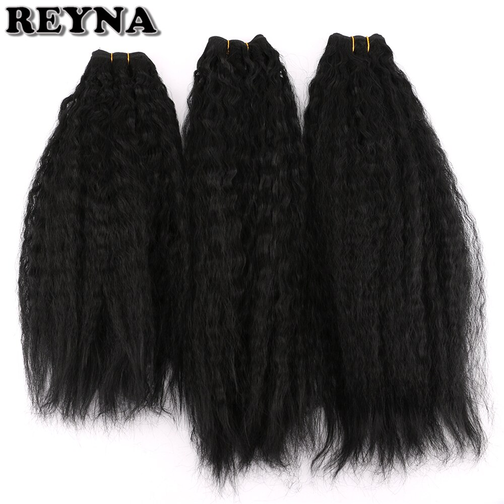 Kinky straight hair extensions 210 gram/lot syntetisk hårvev bunter yaki straight