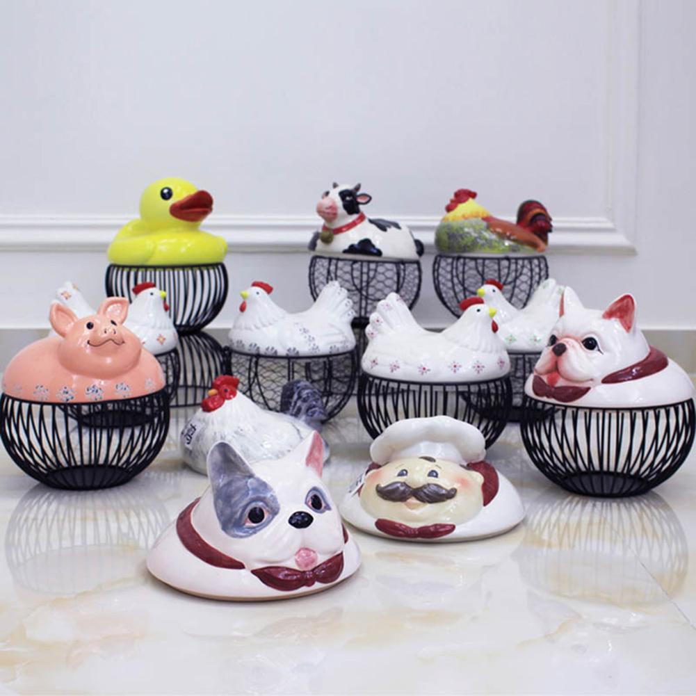 Ceramic Egg Stand Chicken Silk Egg Storage Basket Fruit Baskets Collection Ceramic Chickens Sprout Decoration