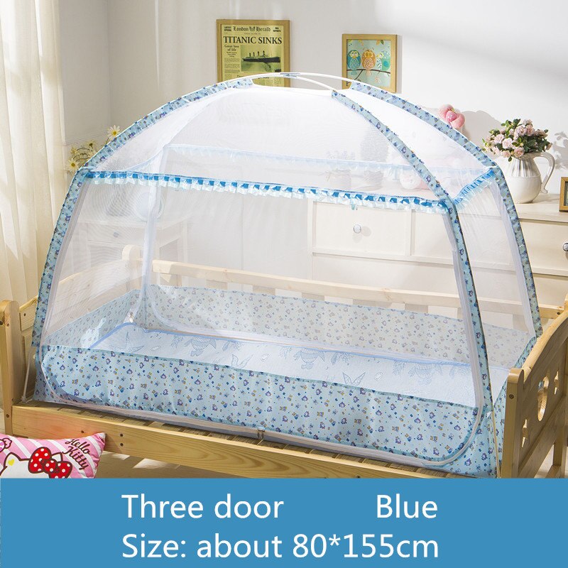 Mosquiteras para cuna de bebé estilo Ger, decoración para habitación de niños, tiendas de campaña para niños, red plegable con Stents,: 3kaimenlanse80x155cm