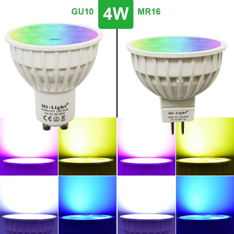 Mi Light – ampoule led sans fil RGBCCT, 4W MR16 GU10 6W 9W 12W E27, boîtier de contrôle Wifi 2.4G RF, télécommande