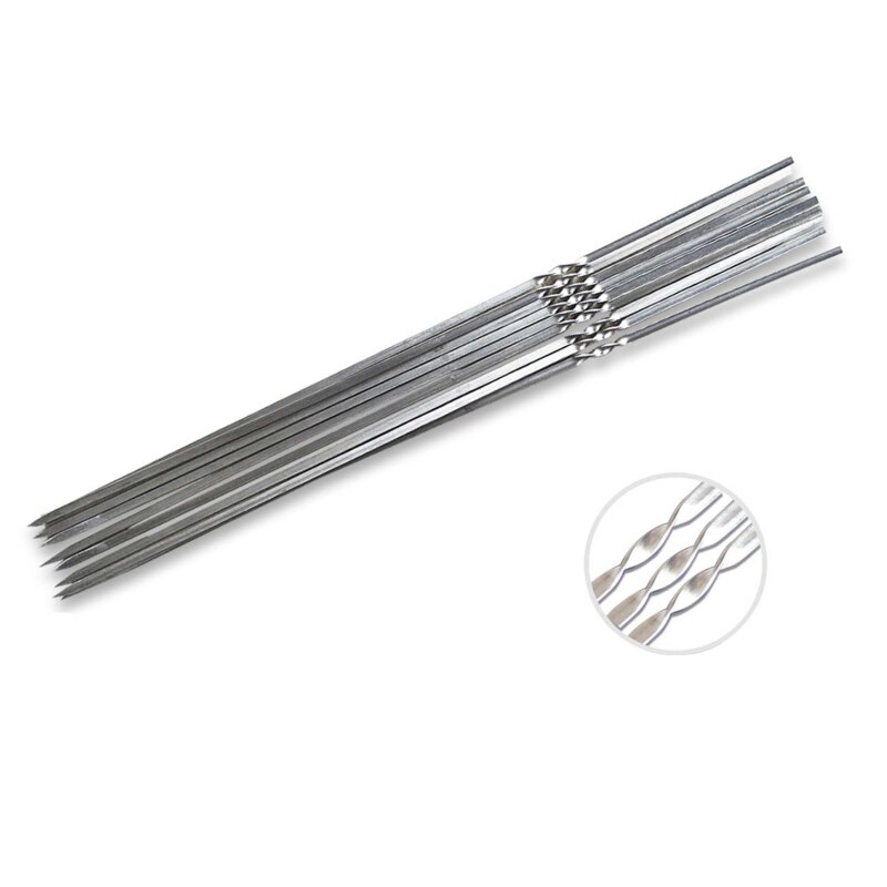 Brochettes de Kabob en acier inoxydable de 30CM, 20 pièces, brochettes de barbecue plates en métal avec Tube de rangement, bâtonnets réutilisables pour brochettes de Babecue