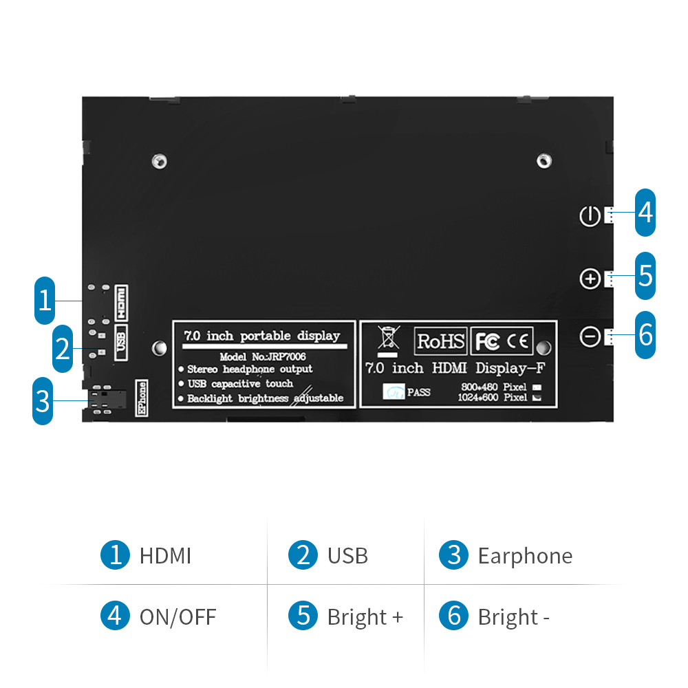 7 Zoll LCD IP-Anzeige HDMI-kompatibler Touchscreen mit Gehäbenutzen 1024x600 Auflögesungen für Himbeer Pi 3 Pi4 PC tragbaren Monitor