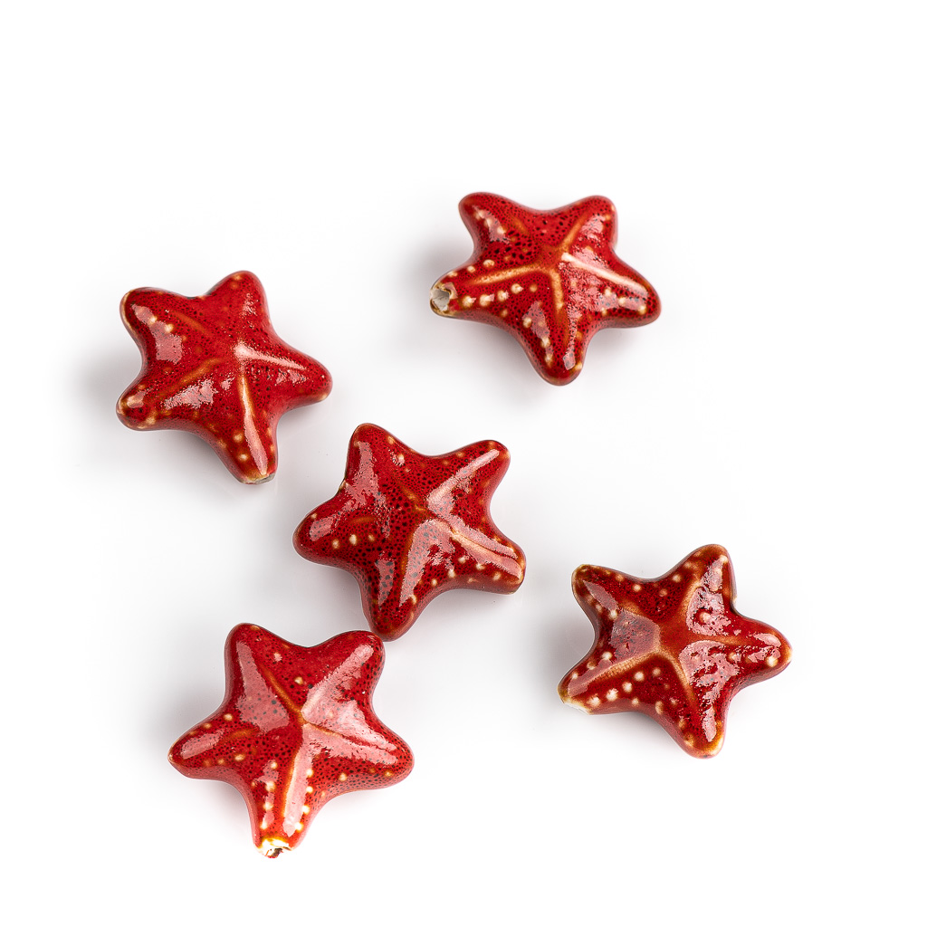 40 # Colgante de cuentas de cerámica de estrella de mar grande roja, forma especial de , fabricación de joyas de porcelana para collar y pulsera, 2 uds. # XN171