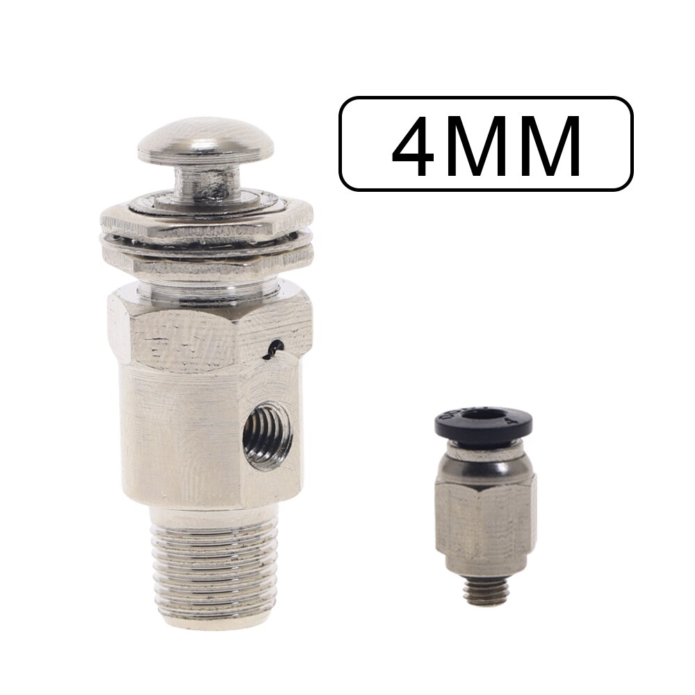 Válvula de escape mecánica neumática de aire TAC-3P, 2 posiciones, 3 vías, M5, hembra, 1/8 ", botón de rosca macho, válvulas con Fiitting: With 4mm Fitting