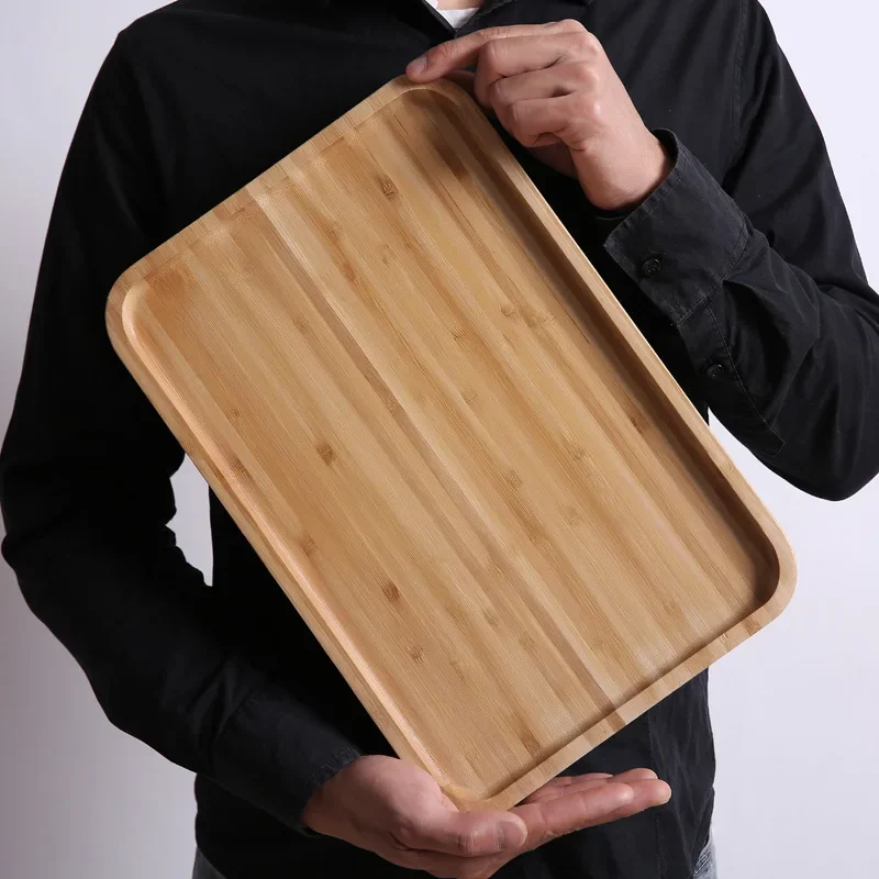 Bambus hölzern Tablett Bambus Pizza Tee Tablett Japanese rechteckig Haushalt Kuchen Brot fest Holz: grau