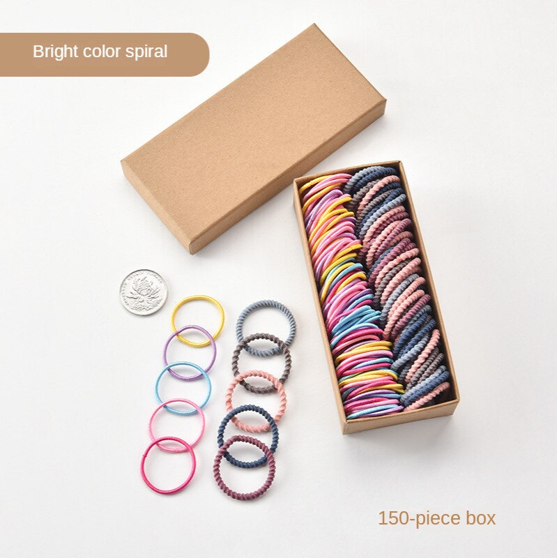 Kinderen Rubber Haarband Niet-Wegwerp Haarband Boxed Baby Kleine Nummer Meisjes Haarband Meisje Haar Accessoires Hoofdtooi: Brightly Colored 100   Spiral 50