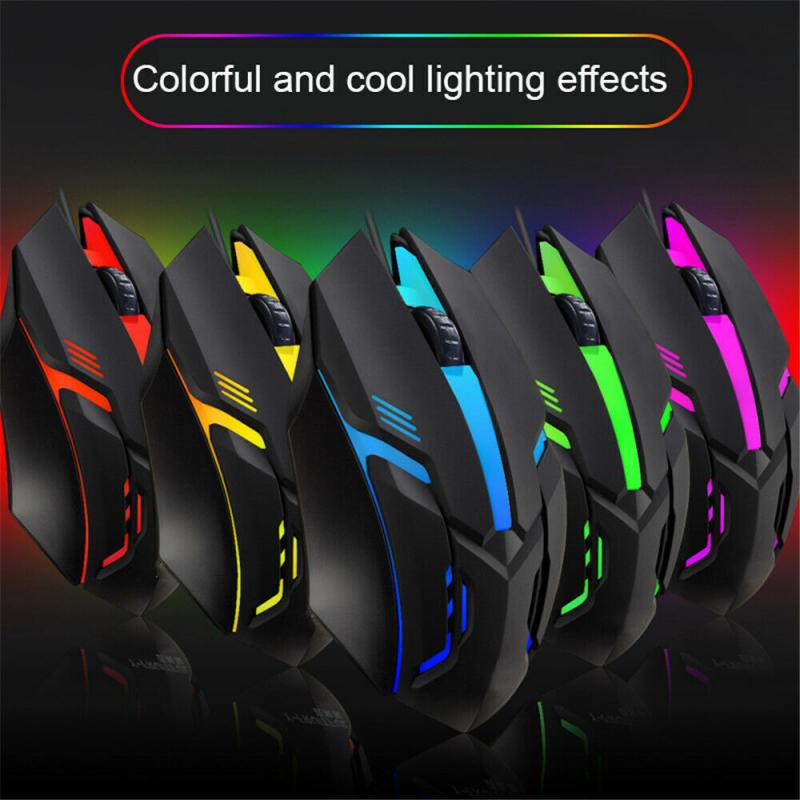 S1 – souris de jeu avec rétroéclairage LED, 7 couleurs, ergonomique, filaire USB, optique, pour ordinateur portable et PC