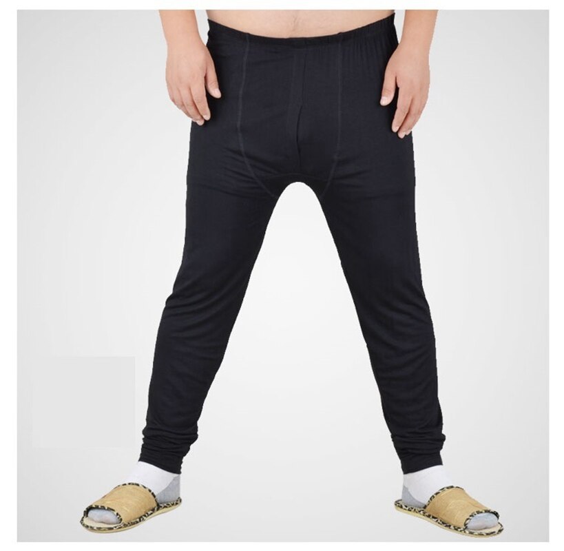 Herr plus size 6xl 7xl 8xl termounderkläder underbyxor bomull leggings varma underkläder hösttrosor tunna kalsonger långbyxor: Svart / 6xl
