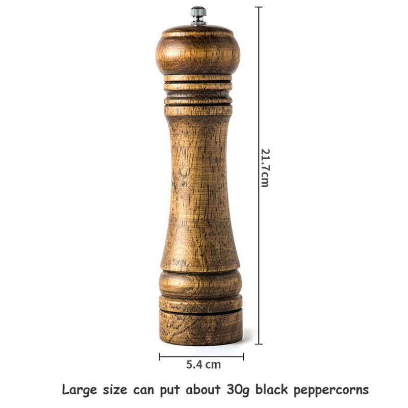 5" 8" 10" Salt and Pepper Grinder, Solid Wood Spice Pepper Mill with Strong Adjustable Ceramic Grinder Kitchen Cooking Tools: 8 inch
