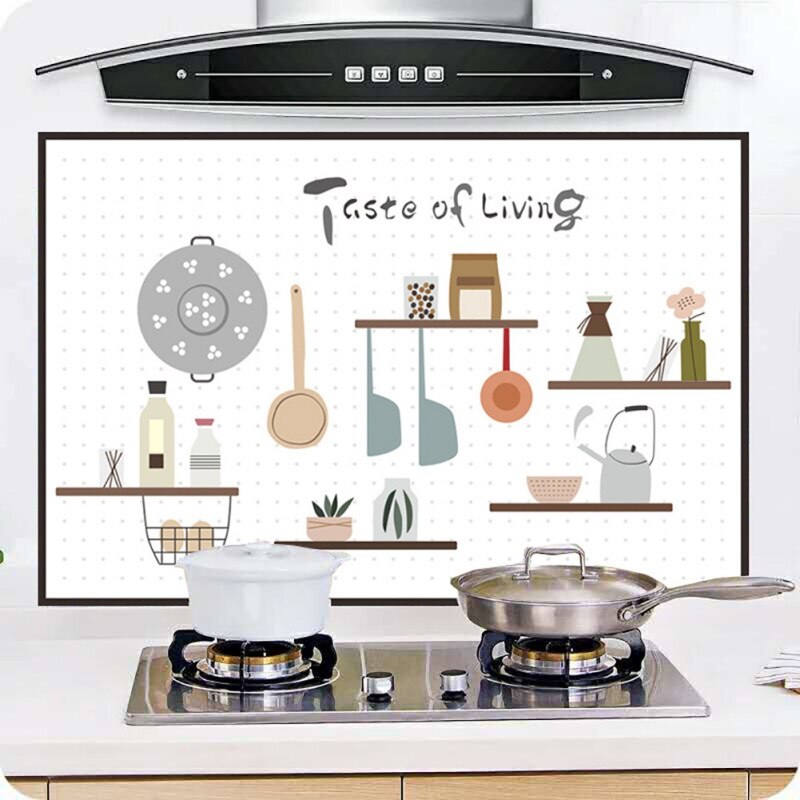 Kitchen Oil-proof Stickers High Temperature Self-adhesive Resistant Tile Stickers Waterproof Oil-proof Stickers Decoration Wallp: YELLOW