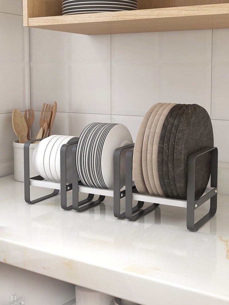 Kitchen Cabinet Storage Shelves Plates Dishes Chopping Board Storage Rack Bowl Cup Holder Multifunction Closet Organize JU31907