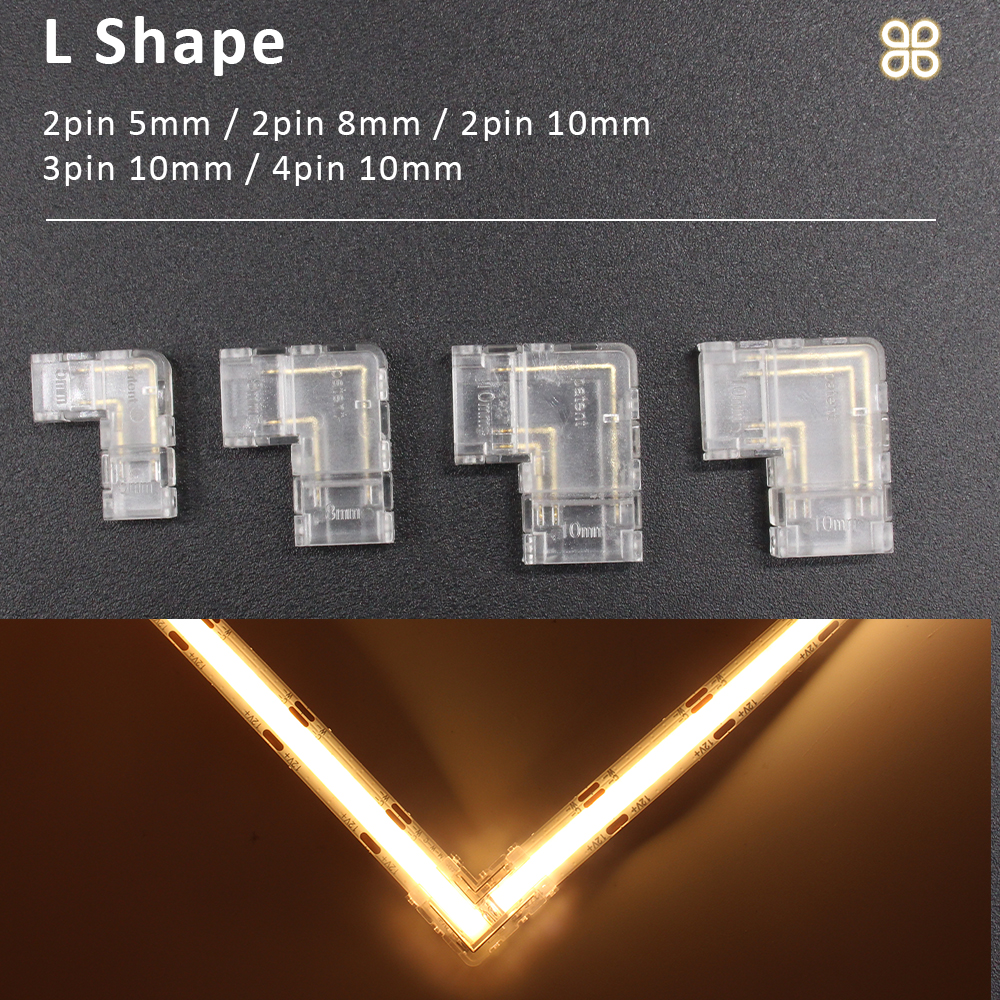 Conector de tira LED COB de 2 pines, 3 pines, 4 pines, Terminal de cable de extensión, conectores LED para luces de cinta flexibles RGB CCT COB de 5mm, 8mm y 10mm