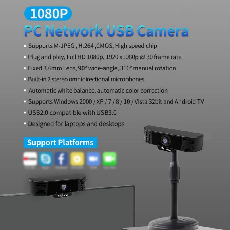 USB HD 1080P Webcam Per Il Computer Portatile Auto Messa A Fuoco di Alta-end Chiamata Video Webcam Della Macchina Fotografica Con Riduzione Del Rumore Microfono 1