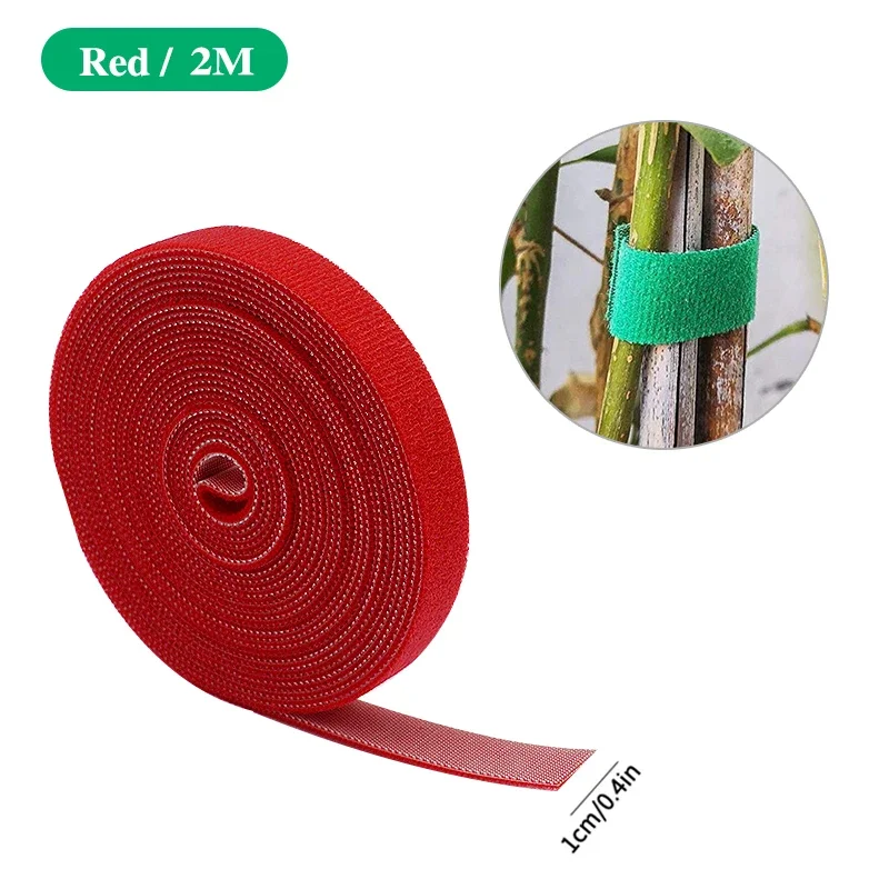 Cordel de jardín verde para plantas, lazos de nailon para plantas, gancho de jardín, lazo, envoltura de caña de bambú, soporte, accesorios de jardín, 2M: Rojo
