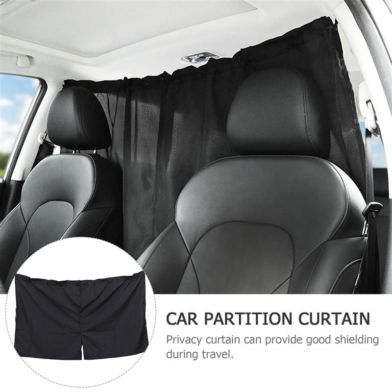 Car Front and Rear Partition Curtain Removable Divider Sun Shade (Black)