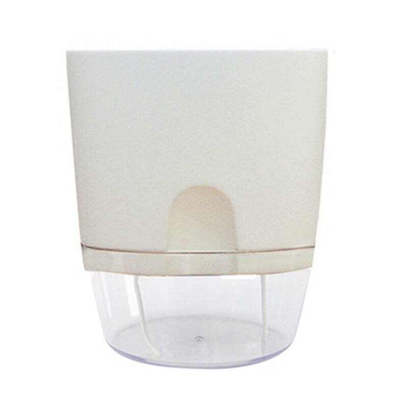 Self Watering Planter Handgemaakte 2 Layer Self Watering Plant Bloem Pot Met Water Container Huis Tuin Decor Ronde Bloempot: White / Klein