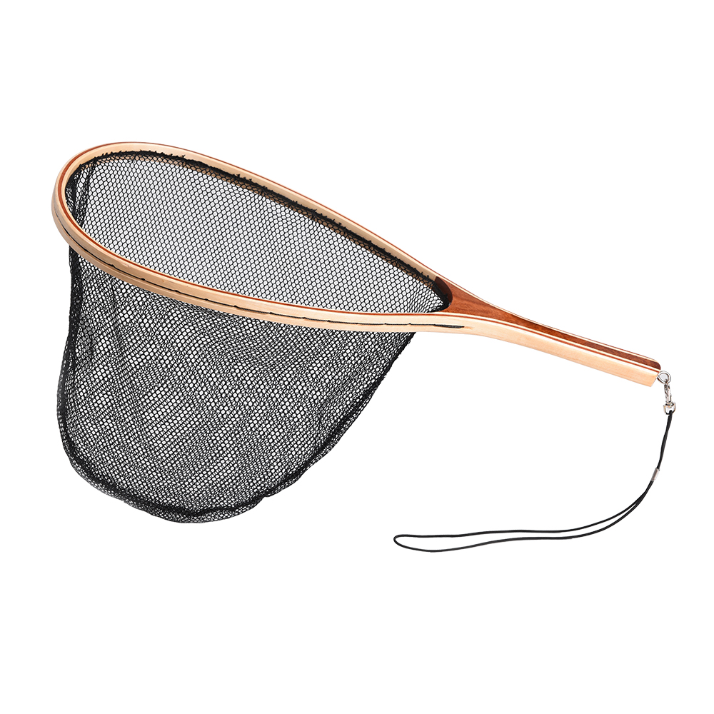 Lixada Fly Fishing Landing Net Wooden Handle Frame Fish Catch and Release Net Portable Lightweight Fishing Tool Accessories: Nylon