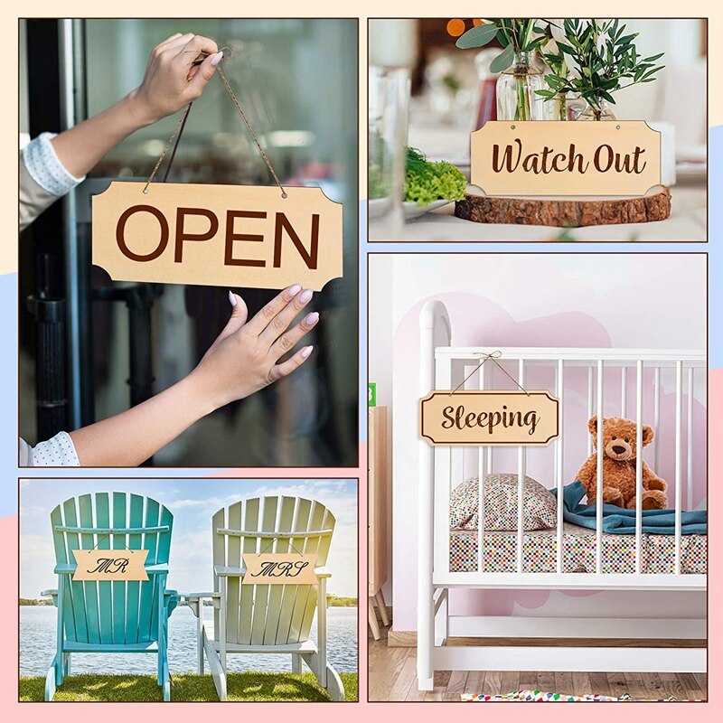 15Pcs Unfinished Hanging Wood Sign Blank Decorative Wood Plaque Wooden Slices Banners with Ropes for Pyrography Painting