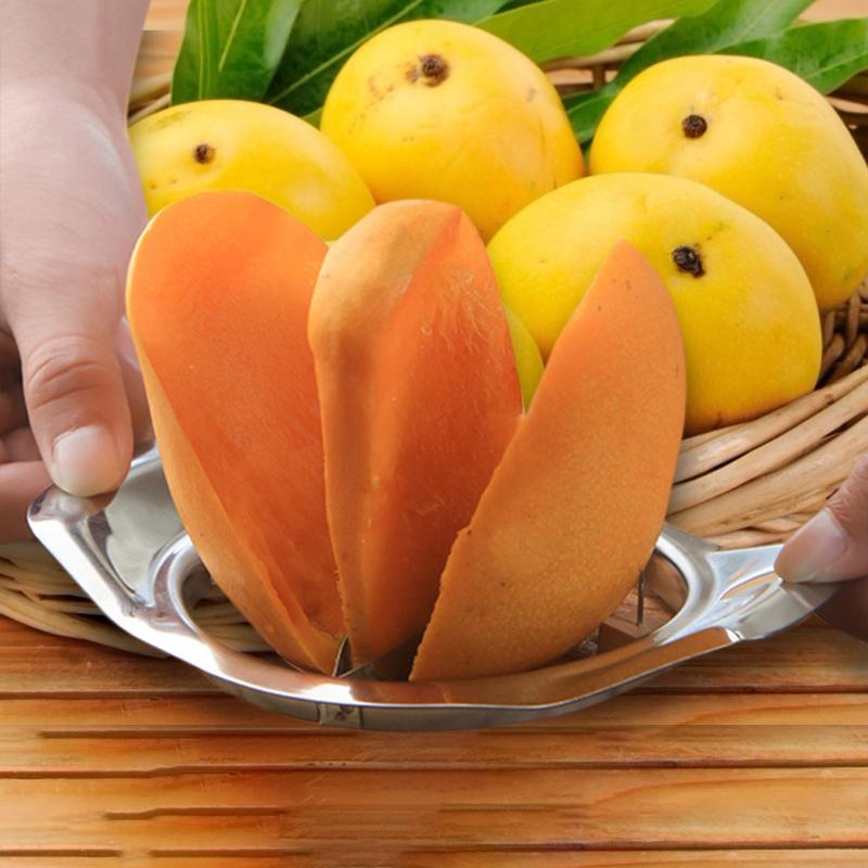 Rustfrit stål mangoskærer frugtskærer kernehus mango splitter mango kerne pit fjerner frugt grøntsag værktøj køkken tilbehør