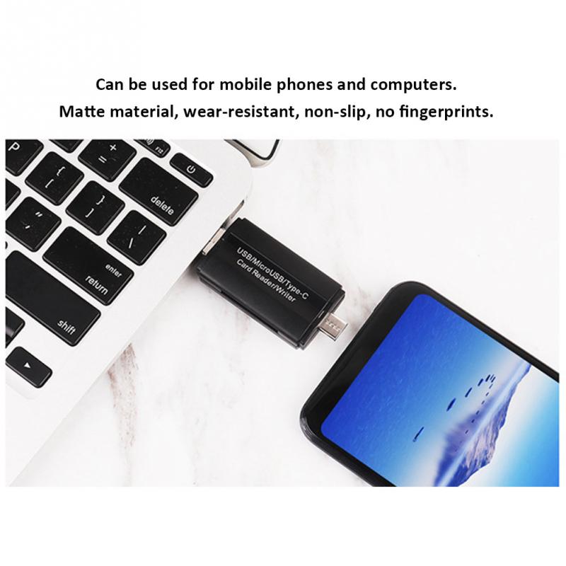 3 In 1 Kaartlezer Writer High Speed Type-C Otg Micro Usb Universele Mobiele Telefoon