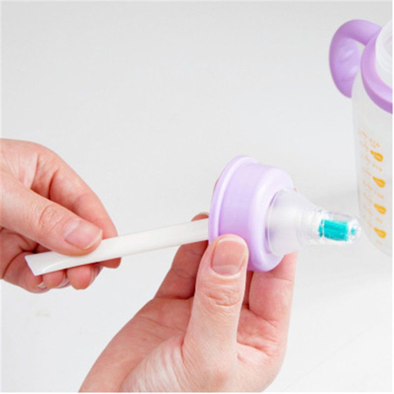 2 stk rengøring smal børste langt håndtag bærbar baby mælkeflaske rengøringsbørste 24be