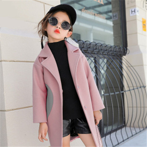 Tjejer ullblandningar kappor för barn hjärtmönster ytterkläder tjejer höst vinterjackor 4 5 6 7 8 9 10 11 12 år tjejer cool kappa: Rosa / 4t