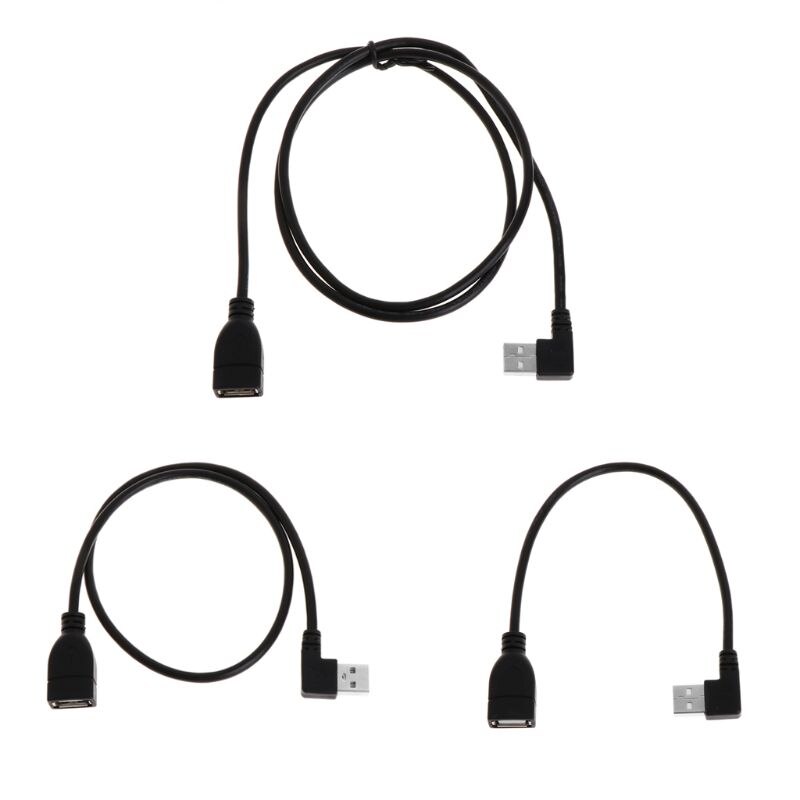 Cabo de extensão usb 20cm, fêmea tipo a usb 2.0 ao ângulo reto, plug macho 90 graus, adaptador