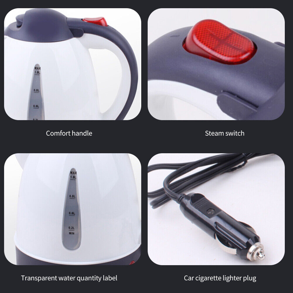 1000 ml- bils elkedel bil lastbil vandvarmer 250 w 12/24 v kaffekedel hurtigkogende til kaffe te drikkevarer til rejser hjem