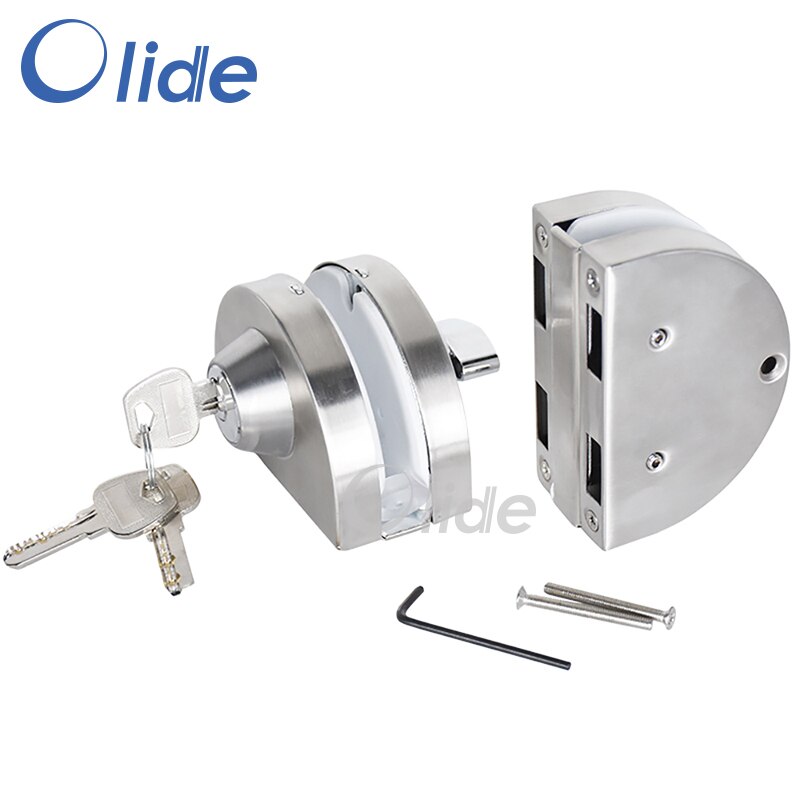 Stainless Steel Frameless Glass Door Lock For 10-12mm Thickness Single Door With 3 Copper Keys