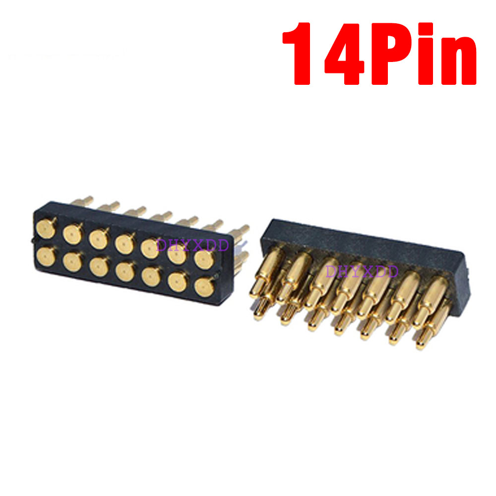1pcs Male Spring Loaded Pogo Pin Connector 4 6 8 10 12 14 16 20 Pin Dual Row Surface Mount SMT DIP Height 7.0mm Pitch 2.54 mm: Brown
