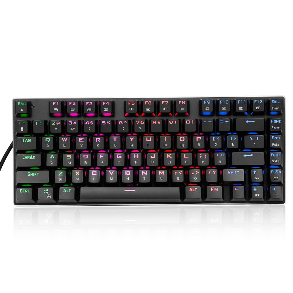 Z-88 Mini Mechanical Keyboard RGB Backlight Outemu Switch TKL Aluminum Top Panel US Layout Gaming Keyboard